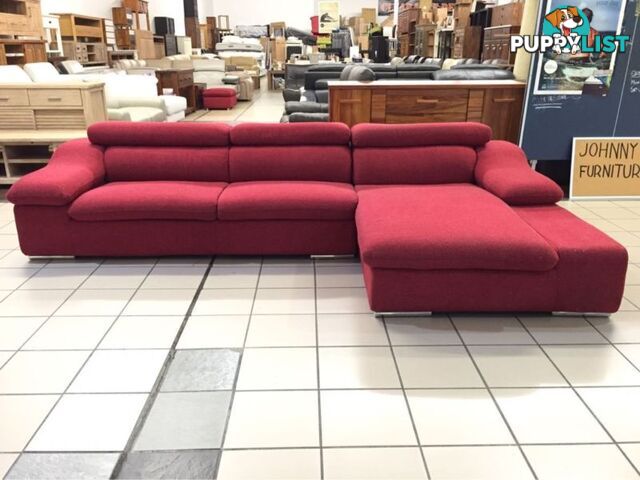 CLEARANCE 3 SEATER + CHAISE W/ADJUSTABLE HEADRESTS