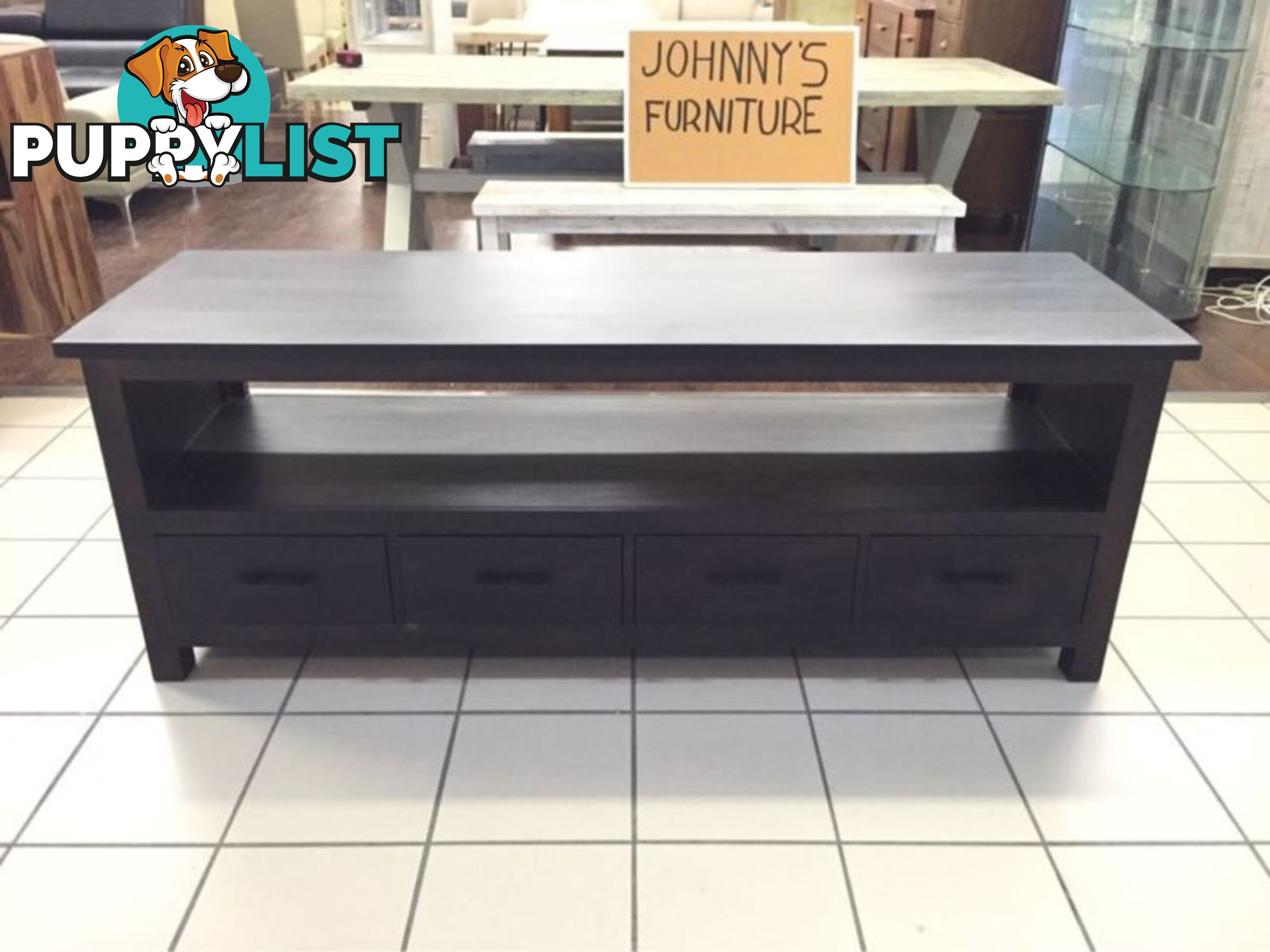 4 DRAWER TV UNIT DARK BROWN