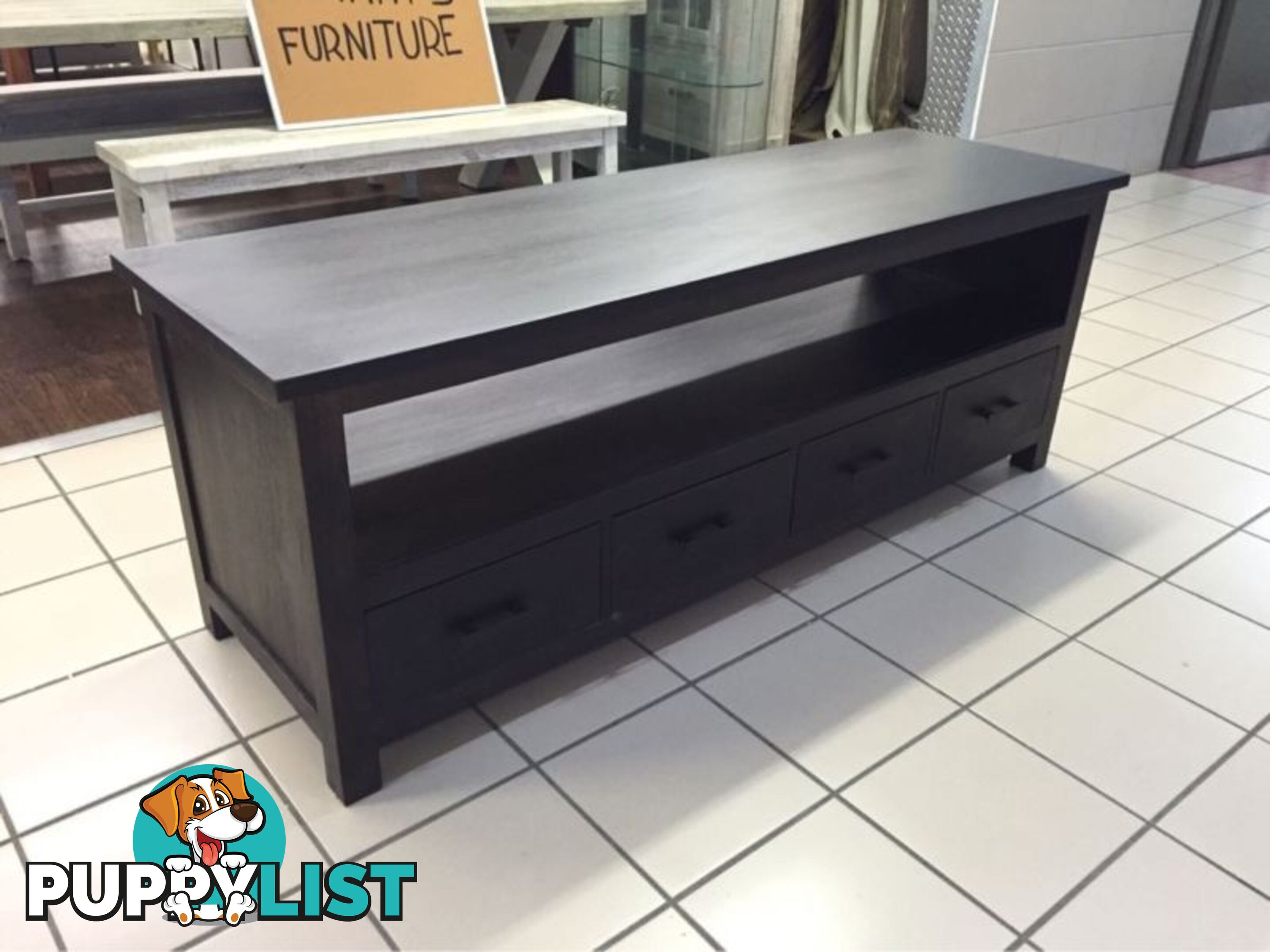 4 DRAWER TV UNIT DARK BROWN