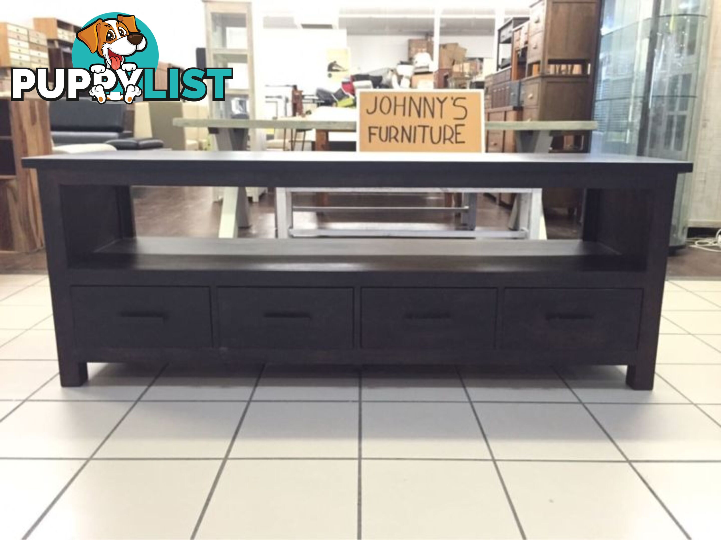 4 DRAWER TV UNIT DARK BROWN