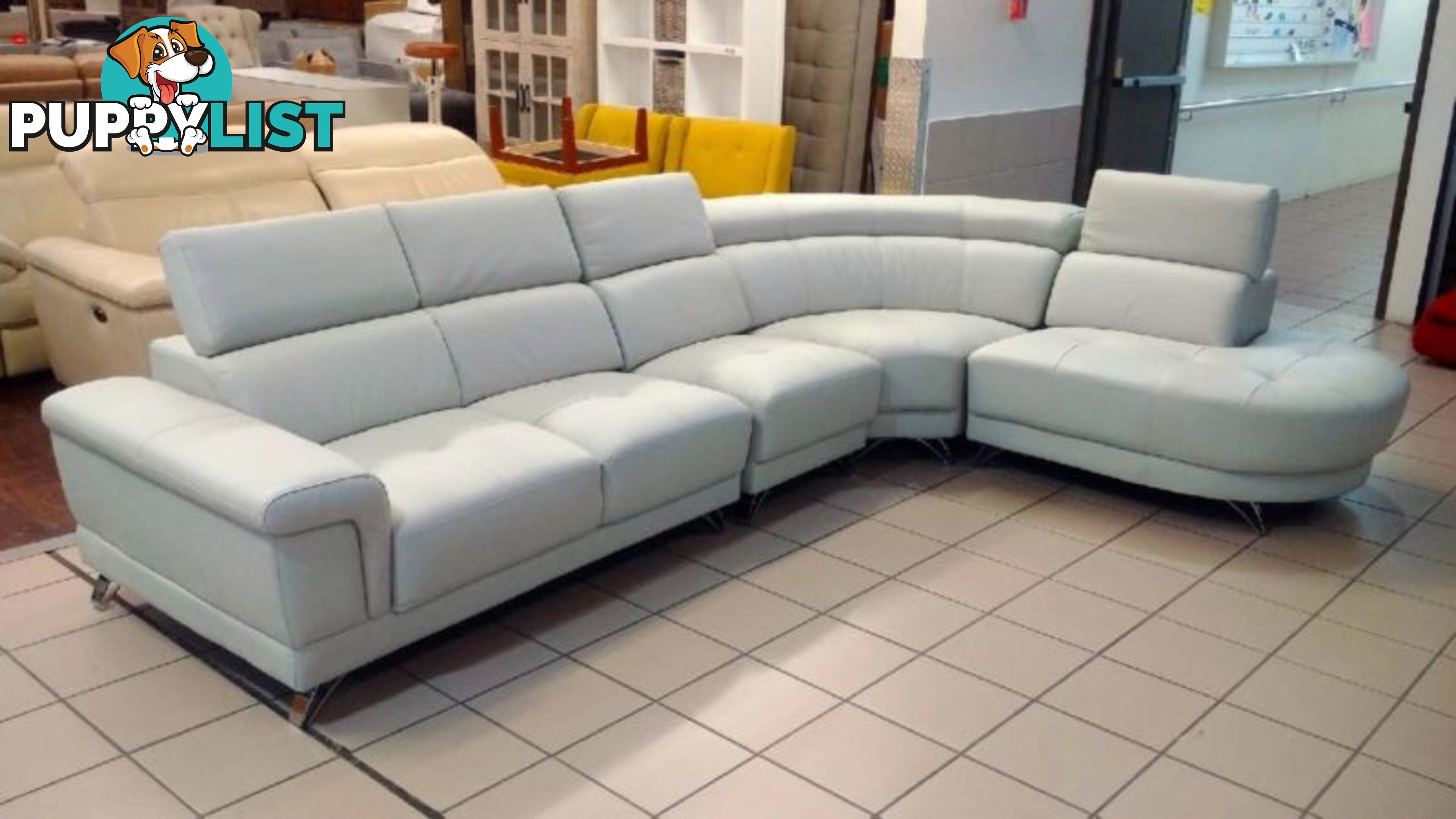 GENUINE LEATHER - PERLA MODULAR LOUNGE W/ADJUSTABLE HEADRESTS