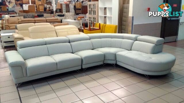 GENUINE LEATHER - PERLA MODULAR LOUNGE W/ADJUSTABLE HEADRESTS