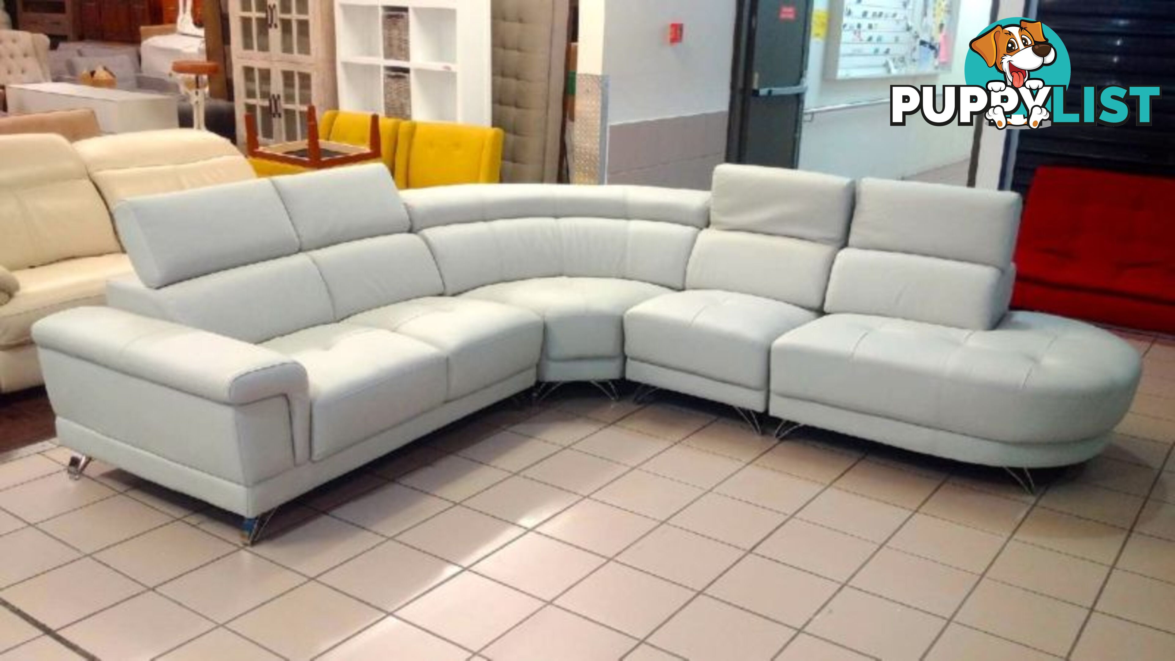 GENUINE LEATHER - PERLA MODULAR LOUNGE W/ADJUSTABLE HEADRESTS