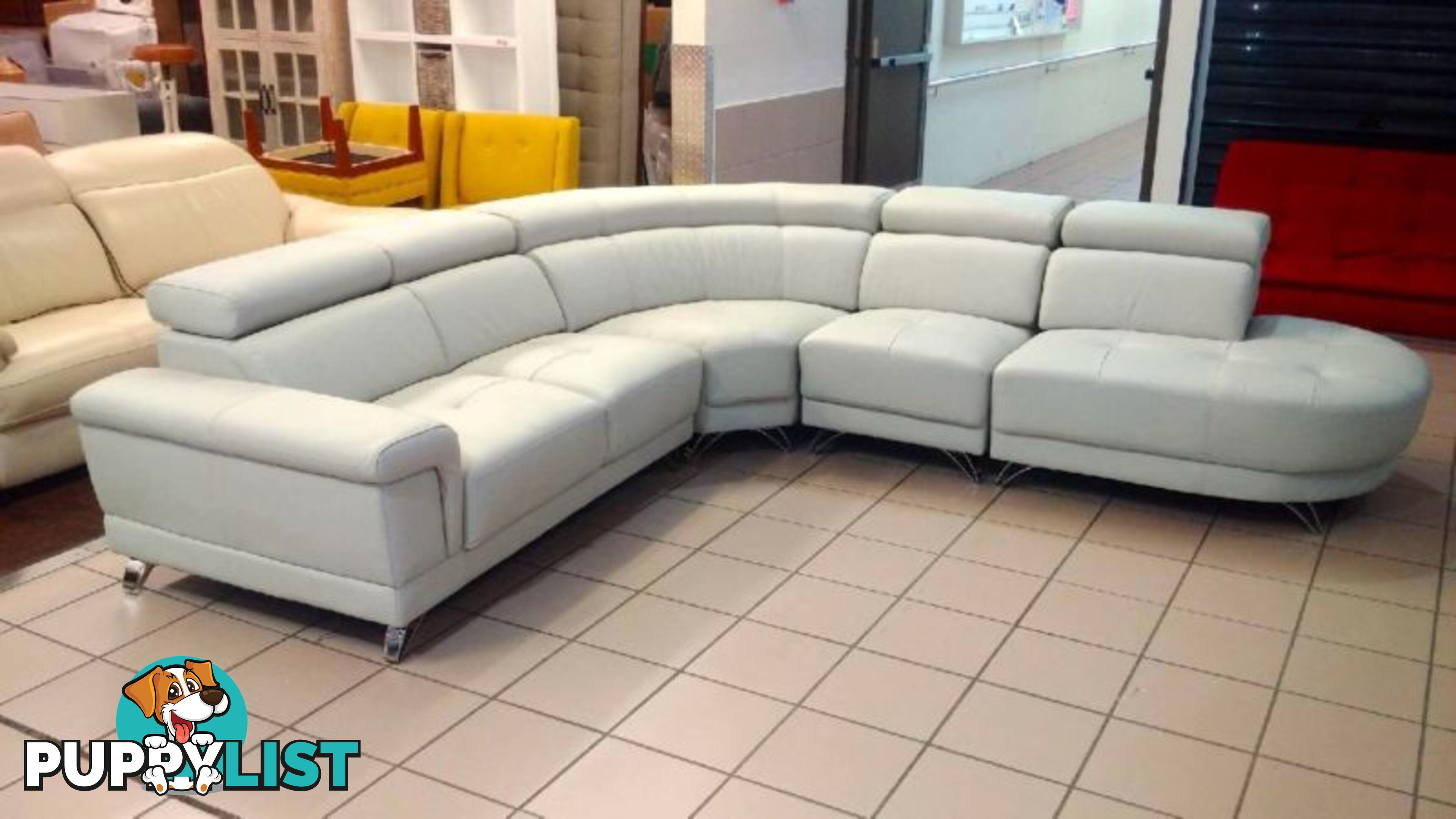 GENUINE LEATHER - PERLA MODULAR LOUNGE W/ADJUSTABLE HEADRESTS