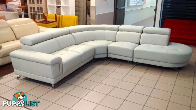 GENUINE LEATHER - PERLA MODULAR LOUNGE W/ADJUSTABLE HEADRESTS