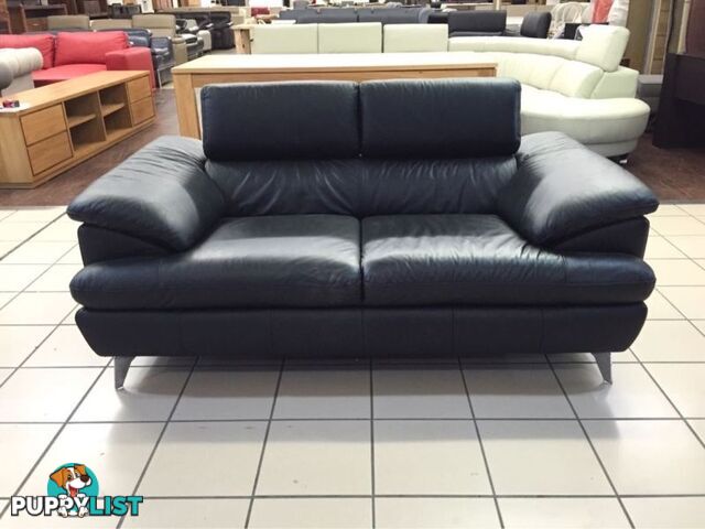 CLEARANCE 100% LEATHER - 2 SEATER W/ADJUSTABLE HEADRESTS (BLACK)