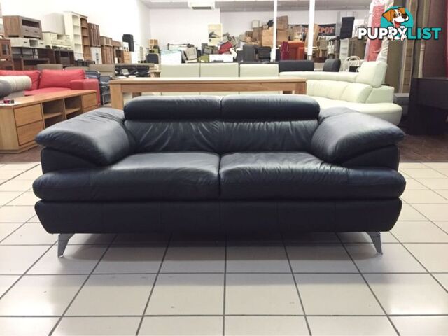 CLEARANCE 100% LEATHER - 2 SEATER W/ADJUSTABLE HEADRESTS (BLACK)