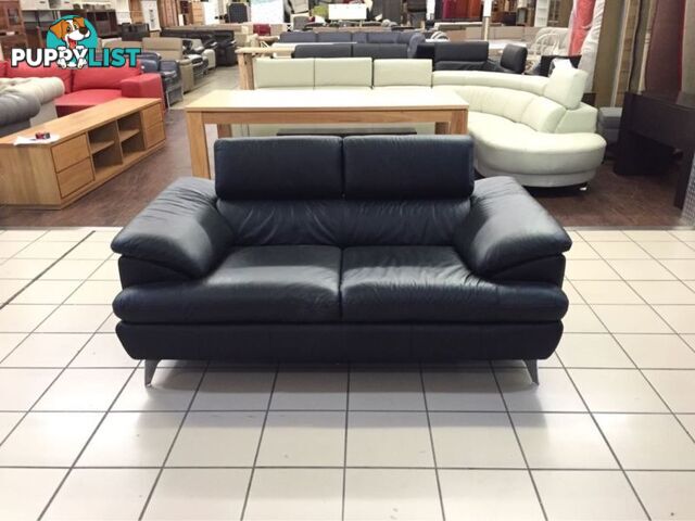 CLEARANCE 100% LEATHER - 2 SEATER W/ADJUSTABLE HEADRESTS (BLACK)