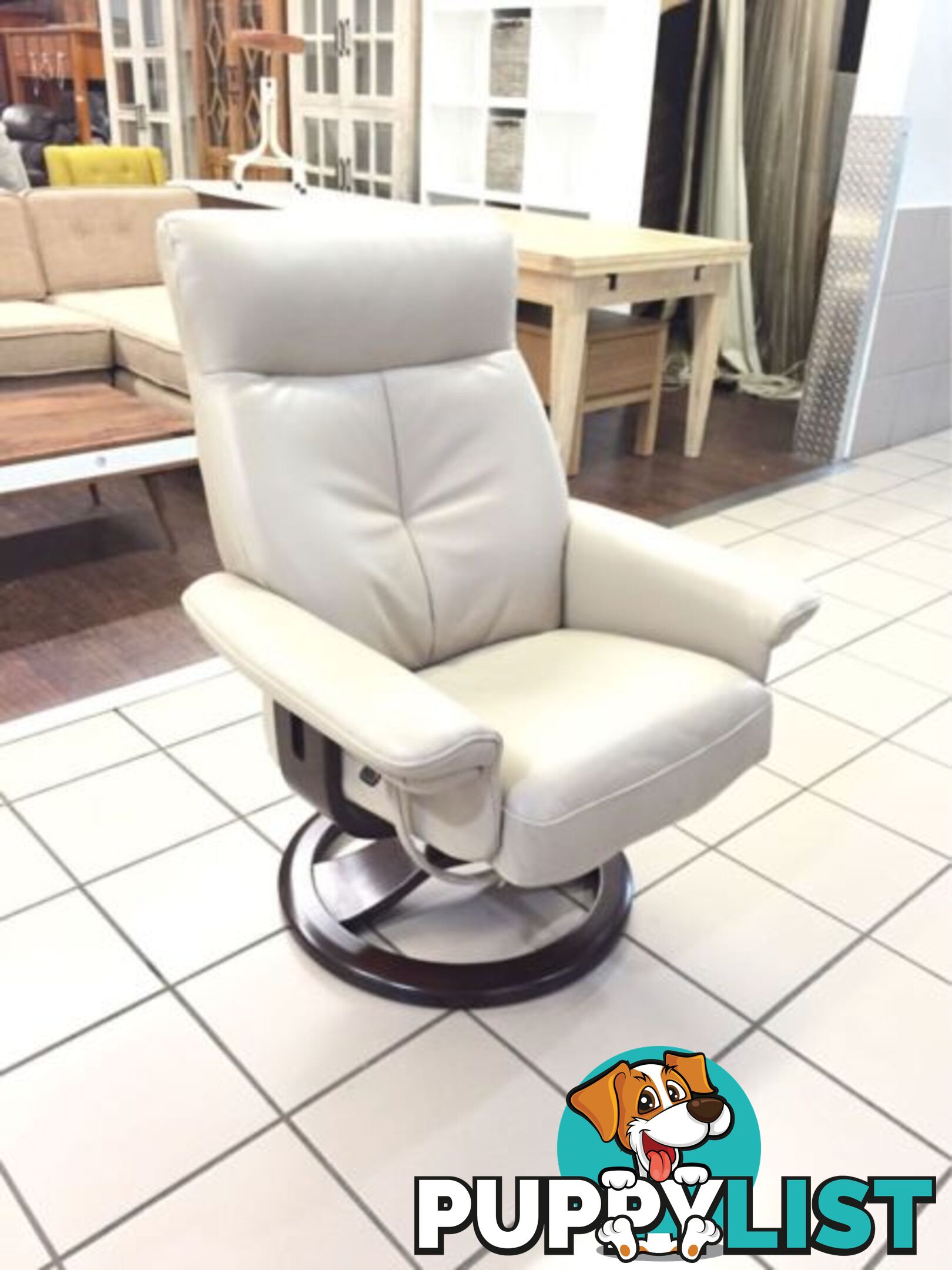 100% LEATHER SWIVEL RECLINER OCASSIONAL CHAIR