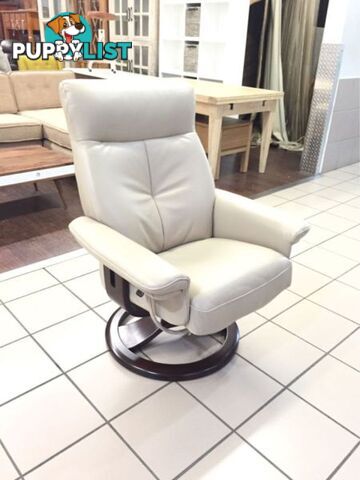 100% LEATHER SWIVEL RECLINER OCASSIONAL CHAIR