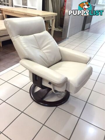 100% LEATHER SWIVEL RECLINER OCASSIONAL CHAIR