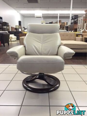 100% LEATHER SWIVEL RECLINER OCASSIONAL CHAIR