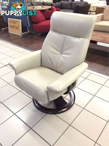 100% LEATHER SWIVEL RECLINER OCASSIONAL CHAIR