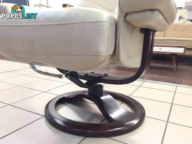 100% LEATHER SWIVEL RECLINER OCASSIONAL CHAIR