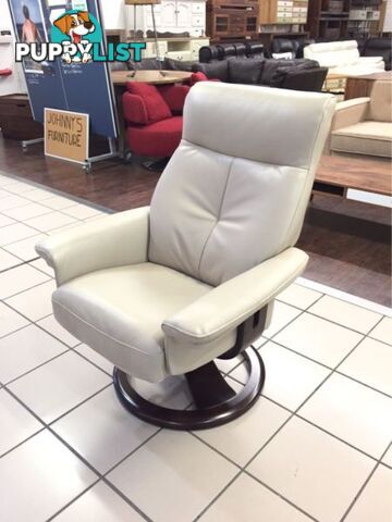 100% LEATHER SWIVEL RECLINER OCASSIONAL CHAIR