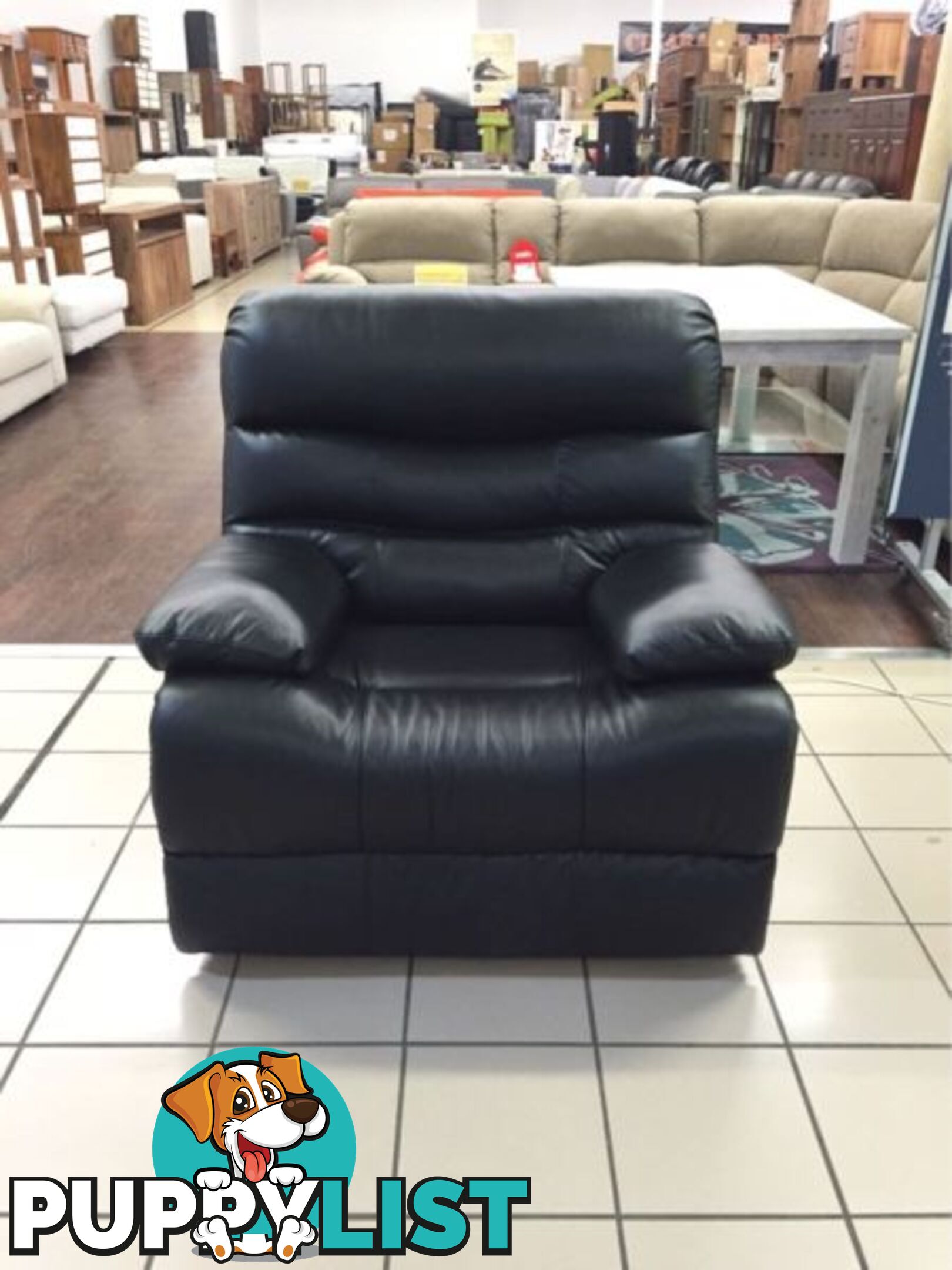 ROCCO LEATHER RECLINER (BLACK)