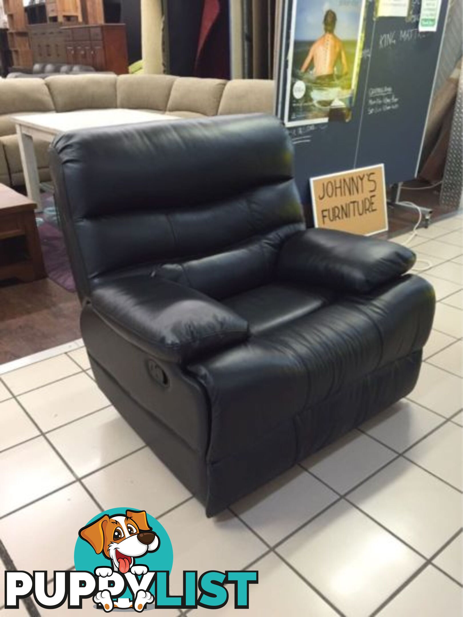 ROCCO LEATHER RECLINER (BLACK)