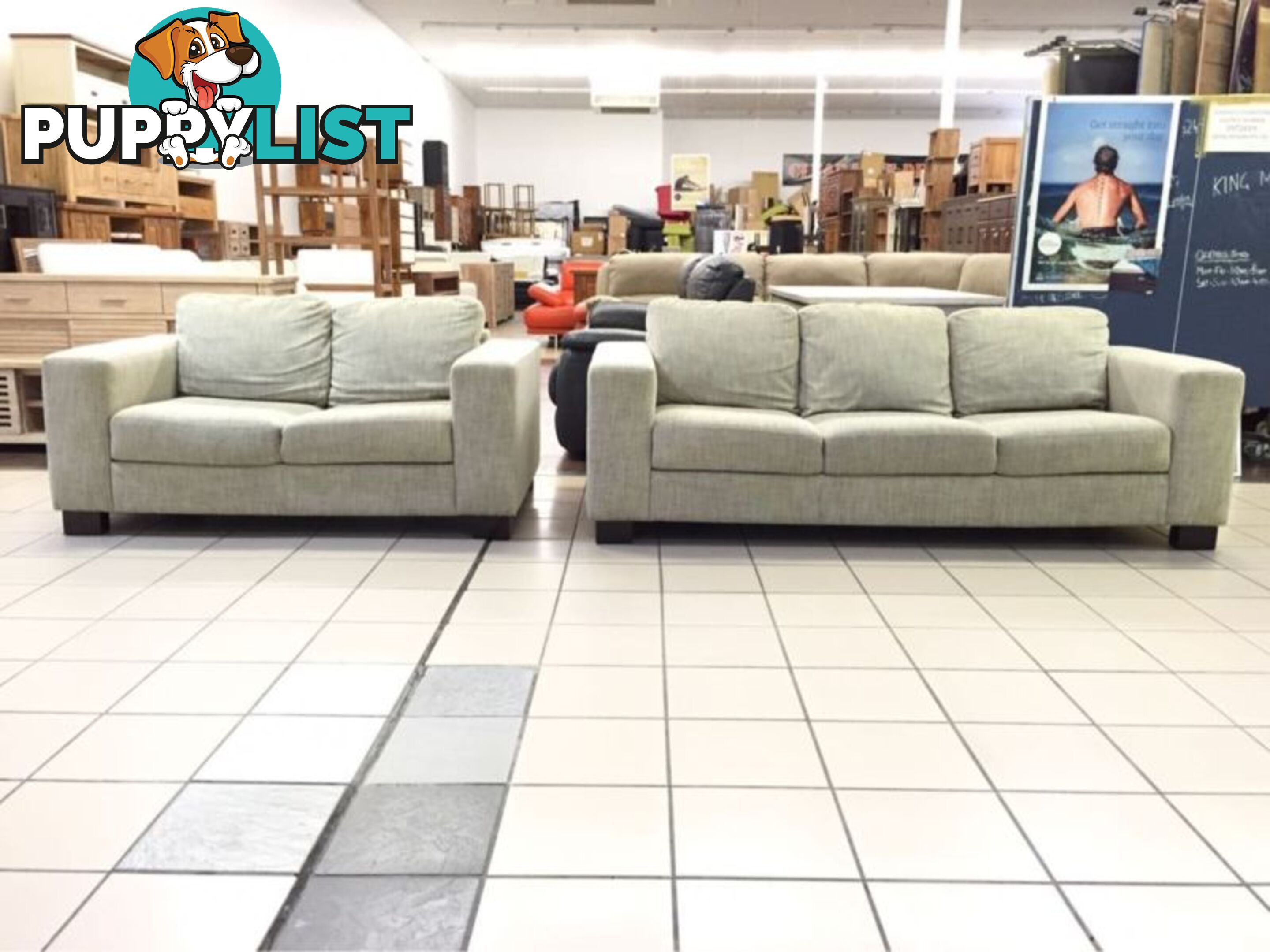 CLEARANCE YAMBA 3 + 2 SEATER PARK WHEAT