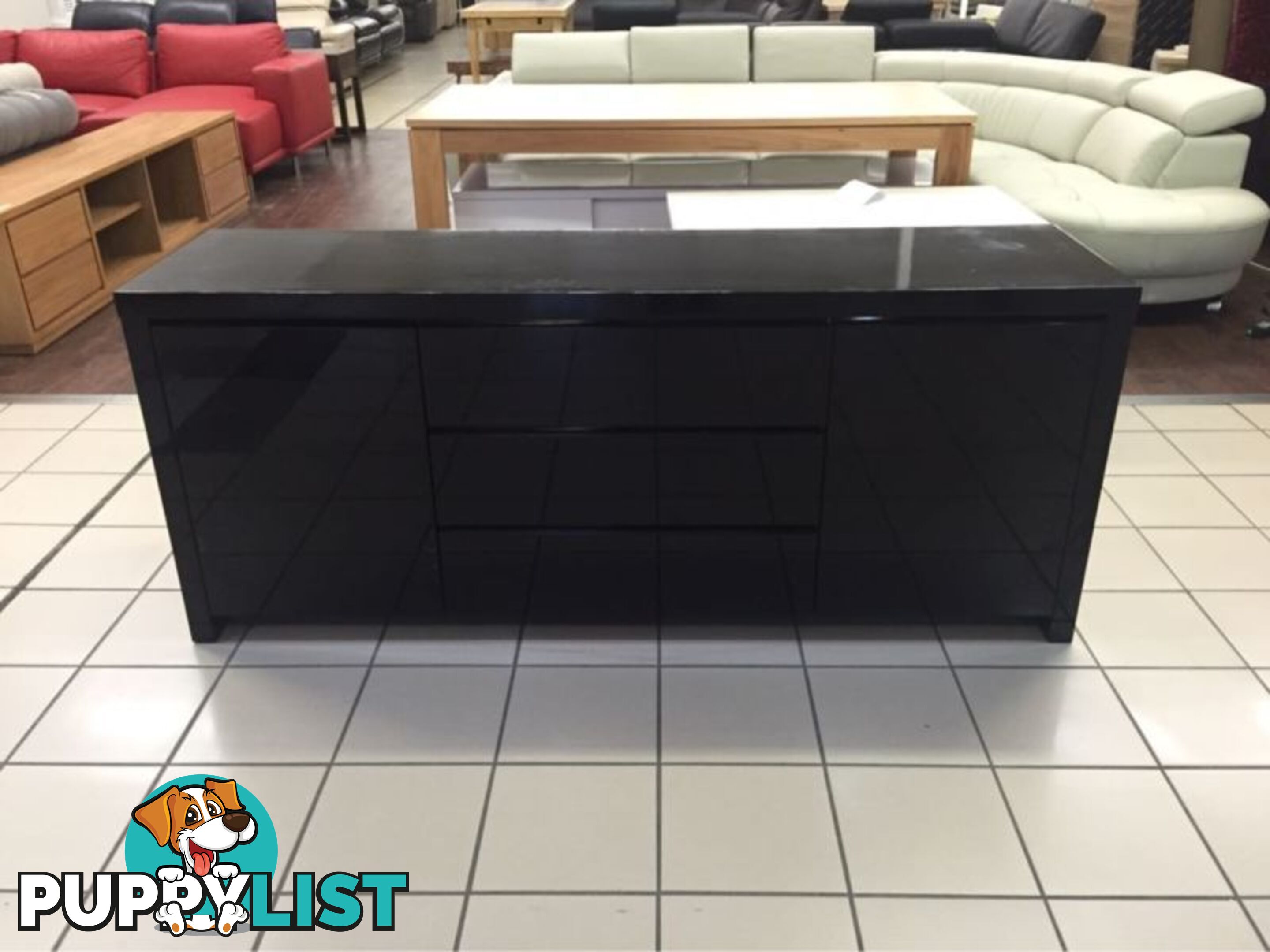 2 DOOR 3 DRAWER BLACK GLOSS BUFFET