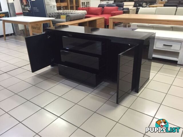 2 DOOR 3 DRAWER BLACK GLOSS BUFFET