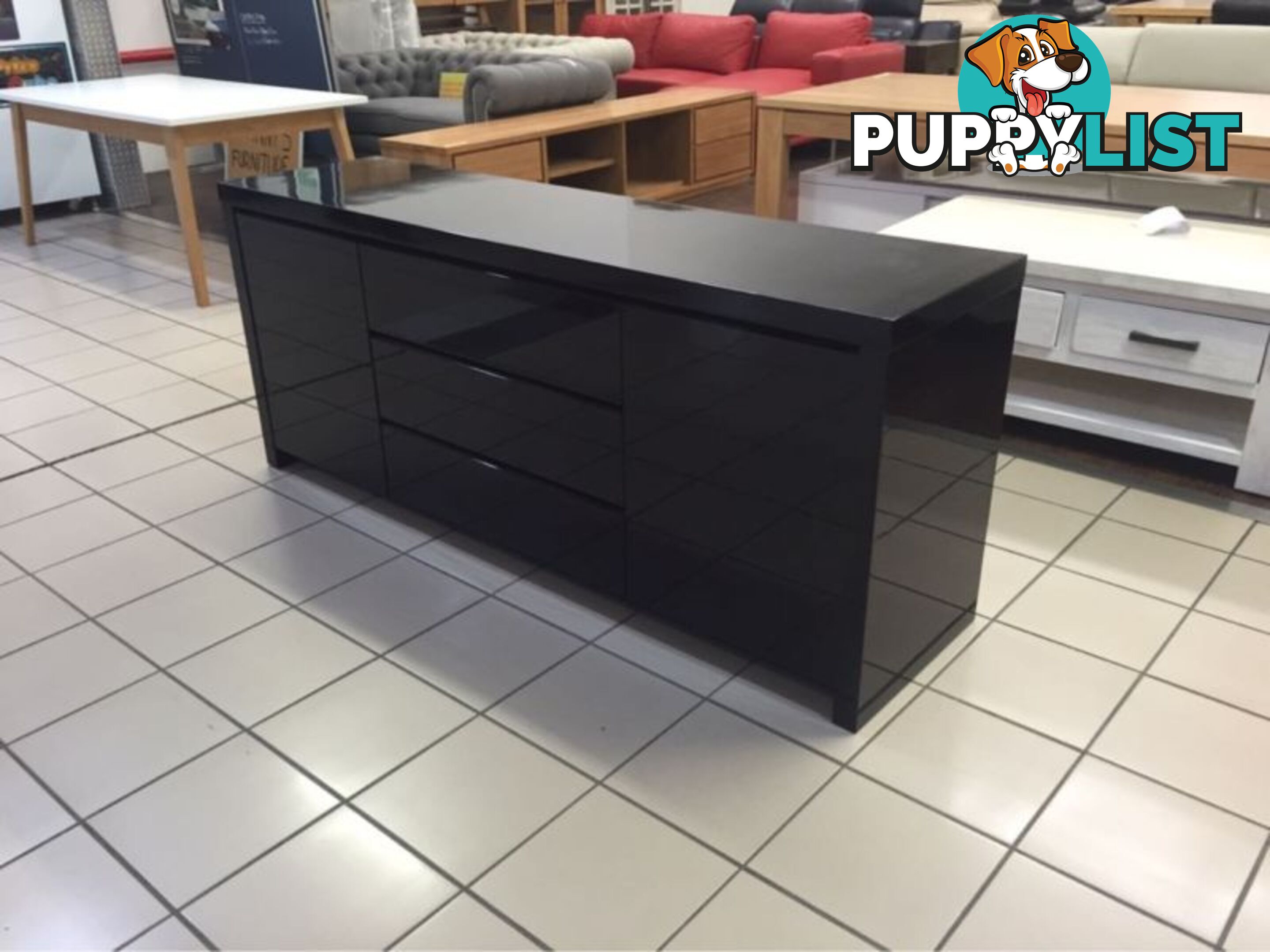 2 DOOR 3 DRAWER BLACK GLOSS BUFFET