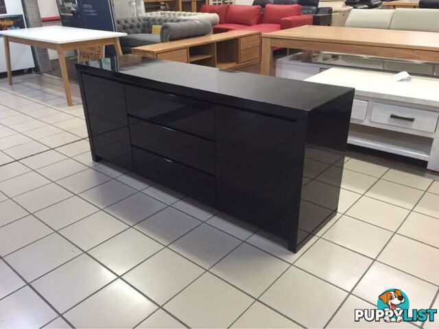 2 DOOR 3 DRAWER BLACK GLOSS BUFFET