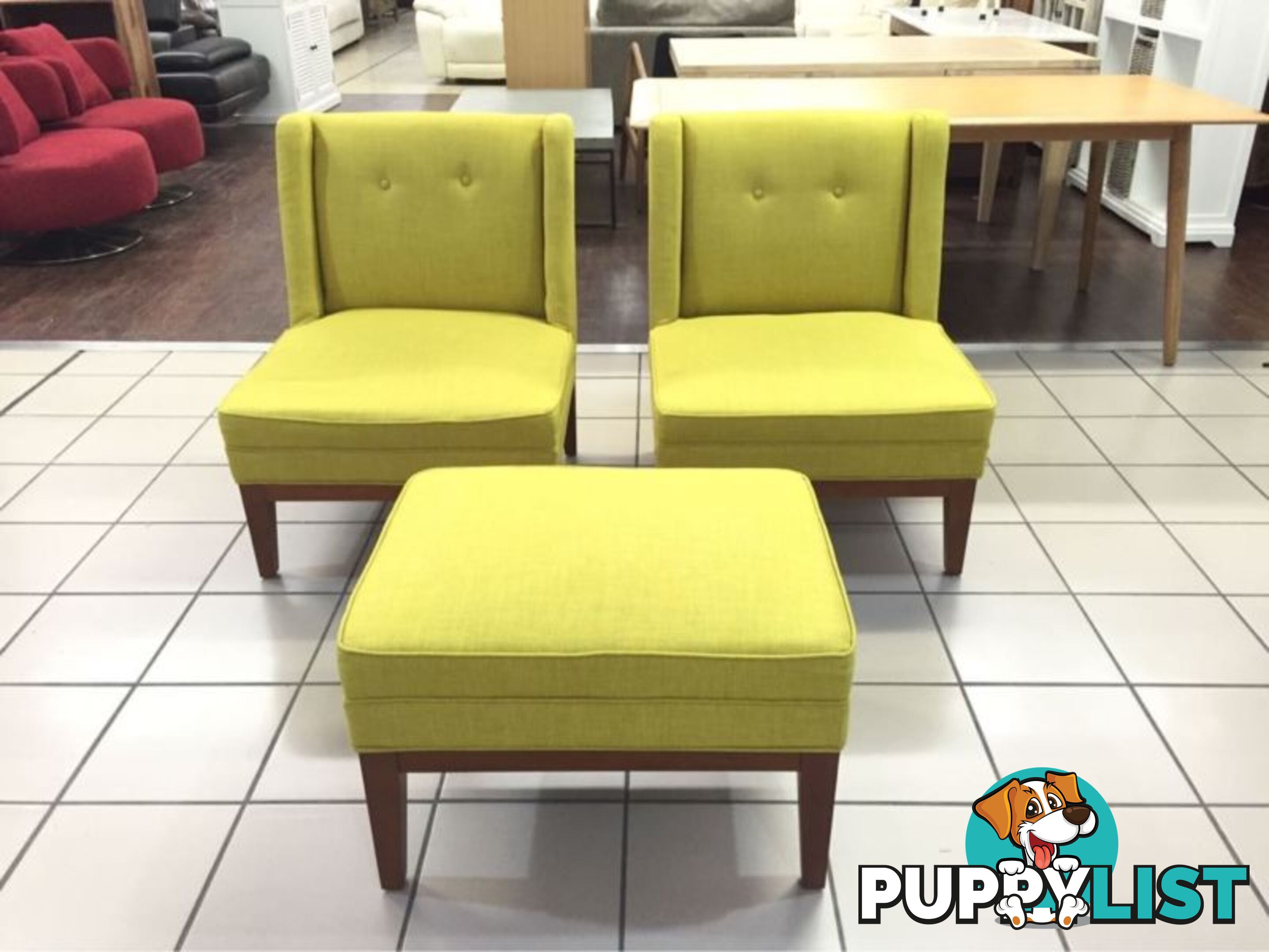 LEMONGRASS OCCASIONAL CHAIRS AND OTTOMAN