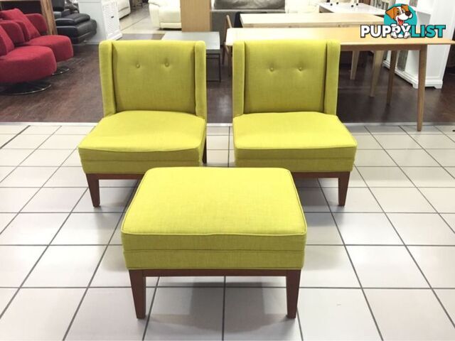 LEMONGRASS OCCASIONAL CHAIRS AND OTTOMAN