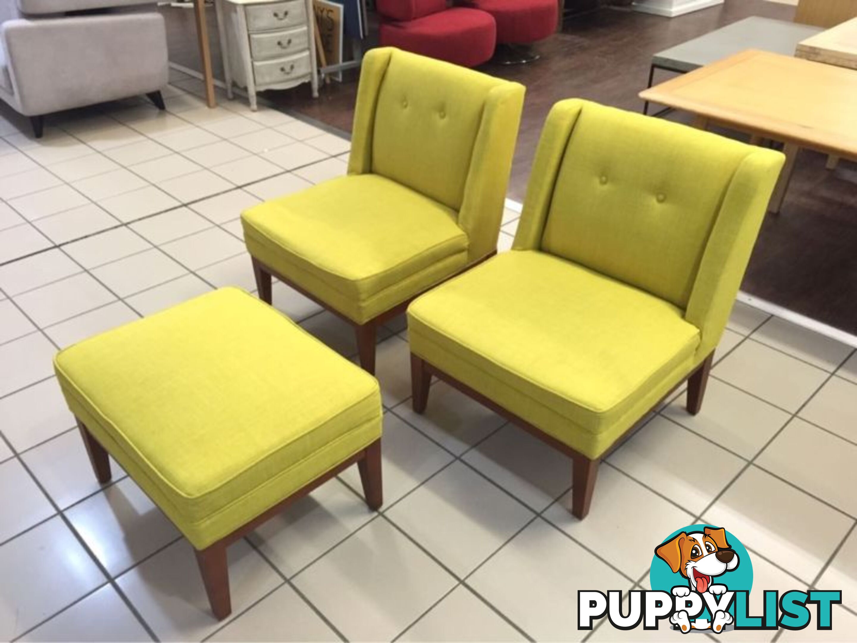 LEMONGRASS OCCASIONAL CHAIRS AND OTTOMAN