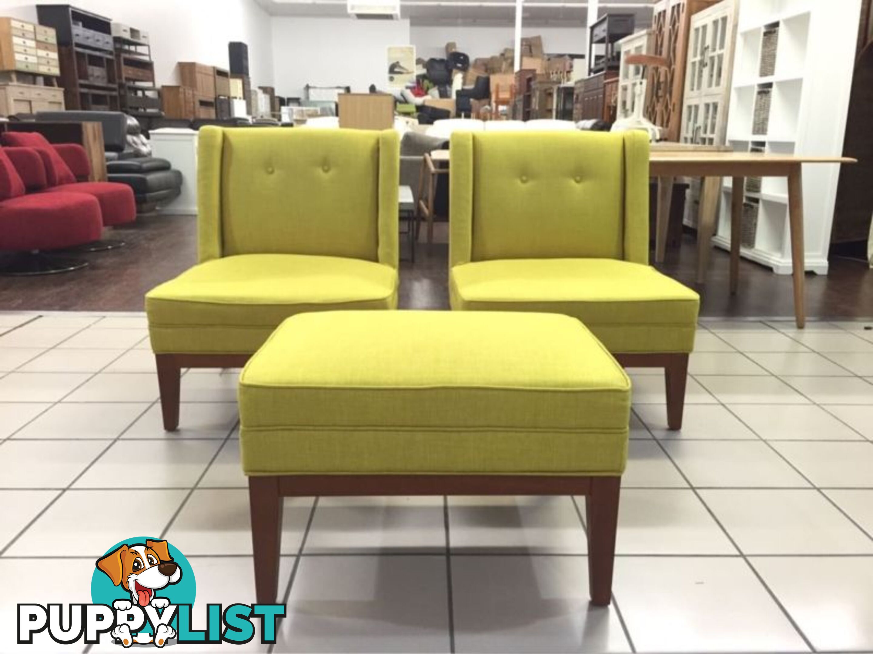 LEMONGRASS OCCASIONAL CHAIRS AND OTTOMAN