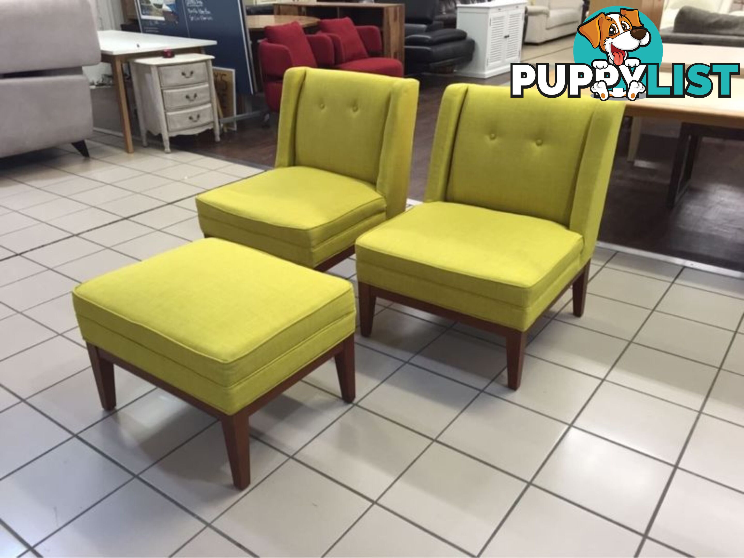 LEMONGRASS OCCASIONAL CHAIRS AND OTTOMAN