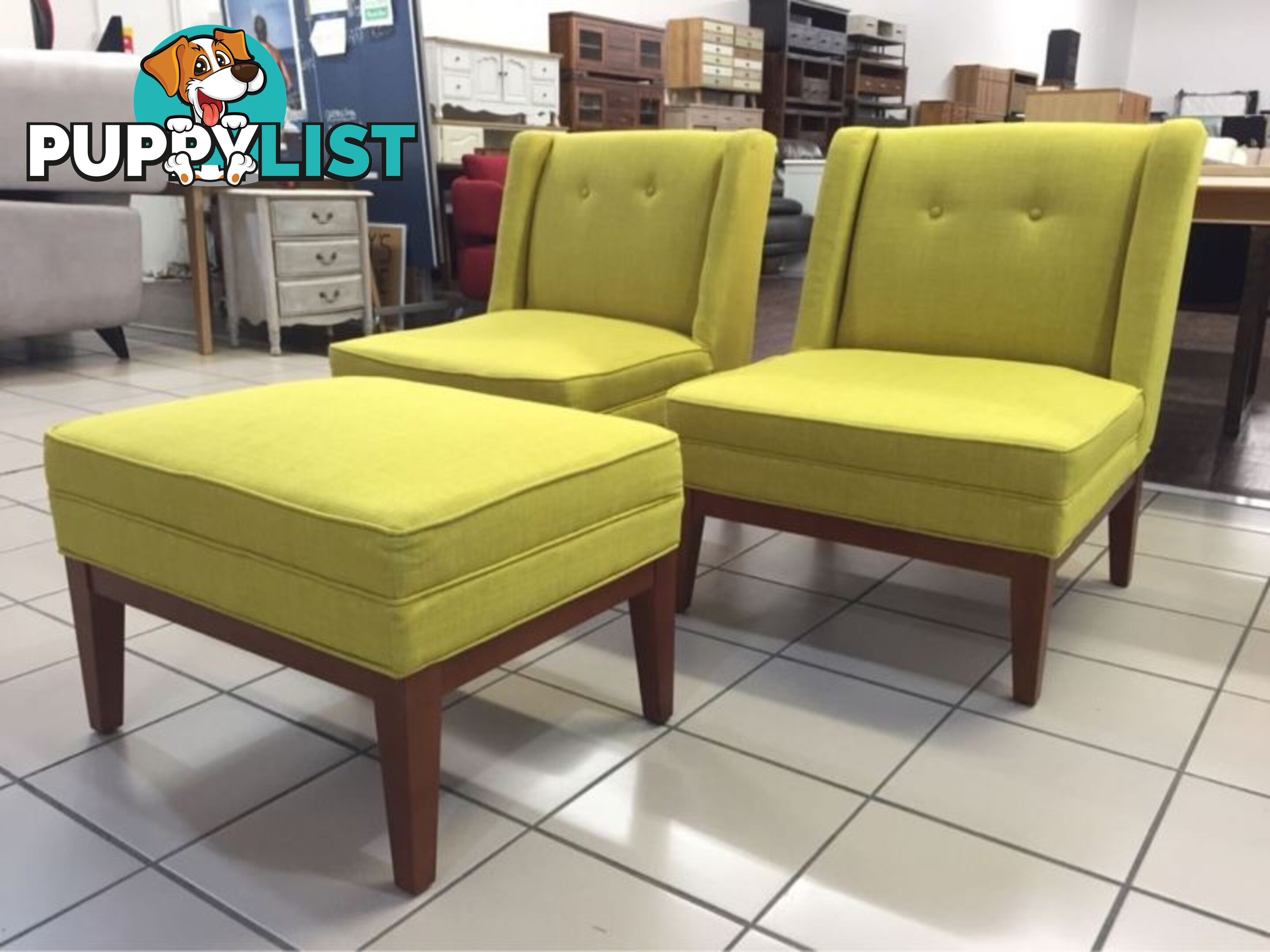 LEMONGRASS OCCASIONAL CHAIRS AND OTTOMAN