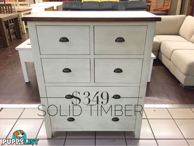 DRESSERS & TALLBOYS CLEARANCE! BRAND NEW & FACTORY SECONDS