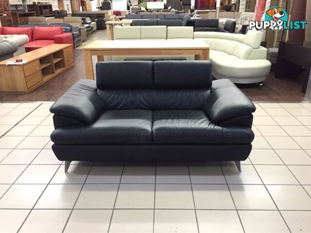 CLEARANCE 100% LEATHER - 2 SEATER W/ADJUSTABLE HEADRESTS (BLACK)