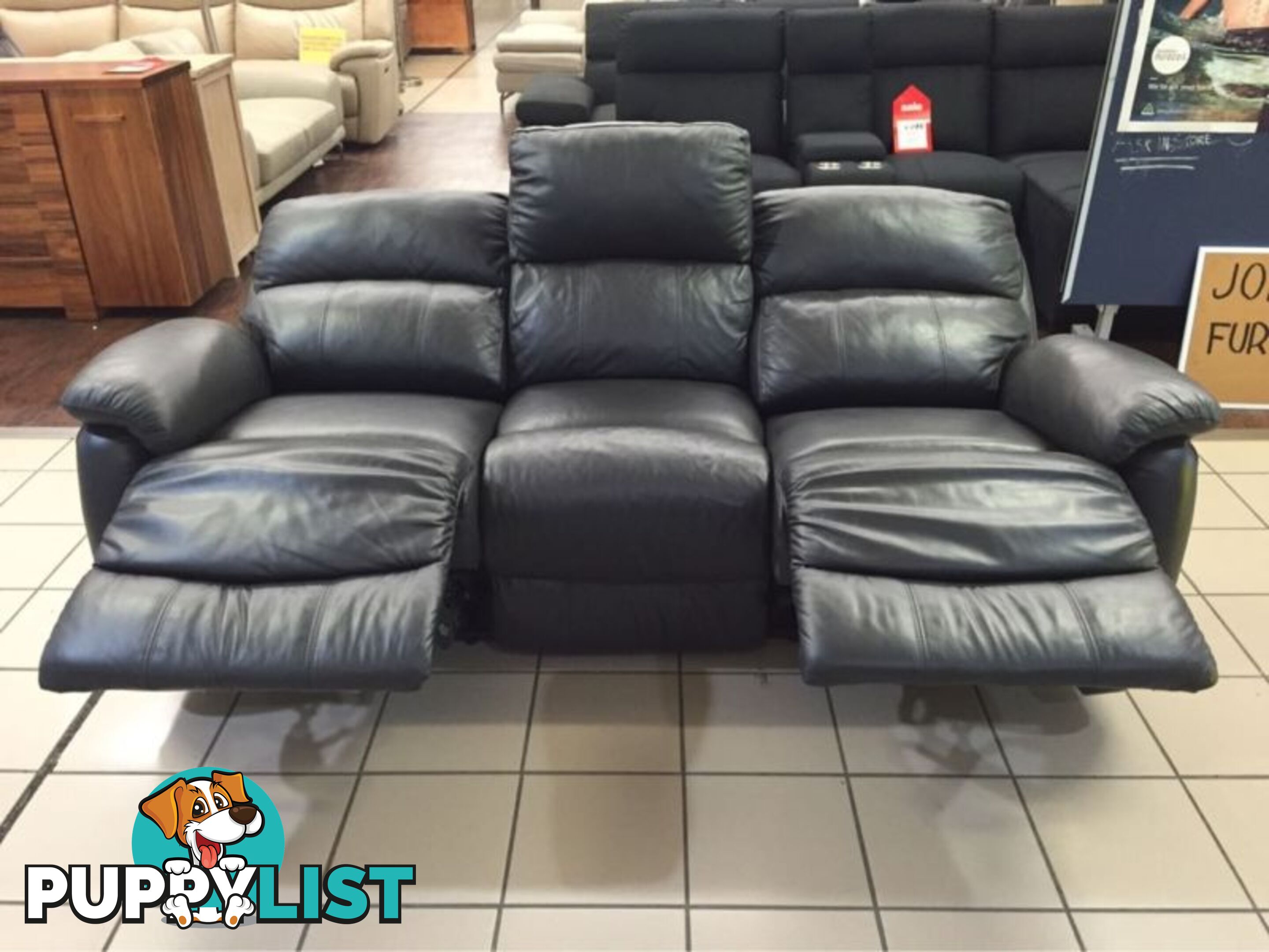 100% LEATHER 3 SEATER ELECTRIC RECLINER GUNMETAL GREY