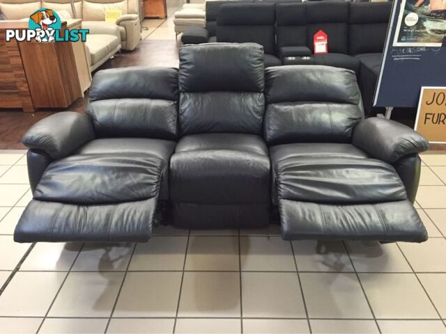 100% LEATHER 3 SEATER ELECTRIC RECLINER GUNMETAL GREY