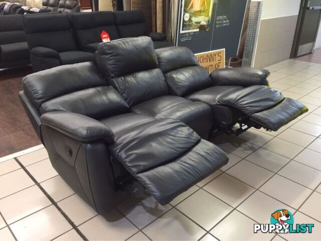 100% LEATHER 3 SEATER ELECTRIC RECLINER GUNMETAL GREY