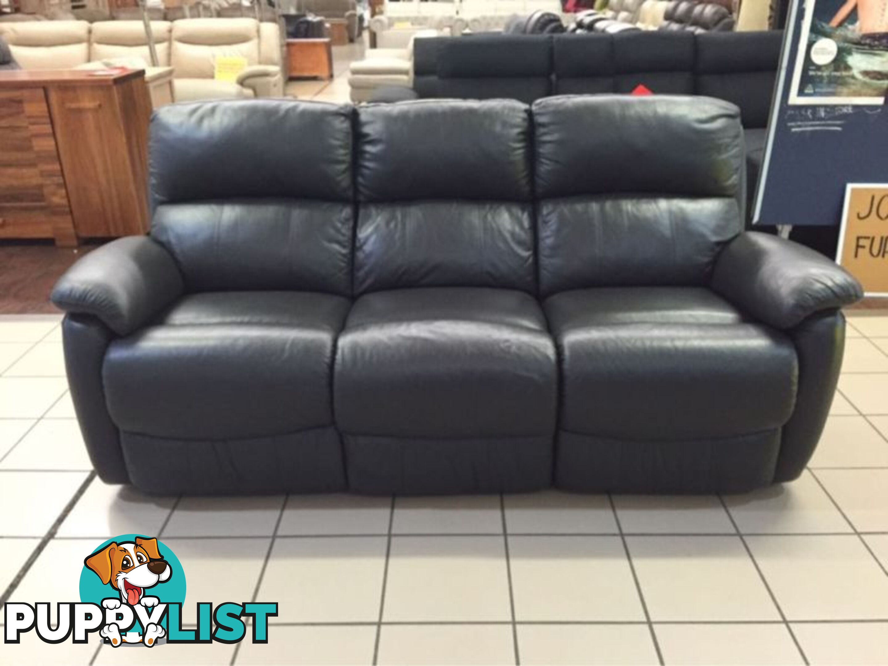 100% LEATHER 3 SEATER ELECTRIC RECLINER GUNMETAL GREY