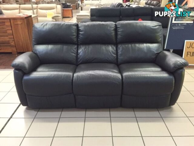 100% LEATHER 3 SEATER ELECTRIC RECLINER GUNMETAL GREY