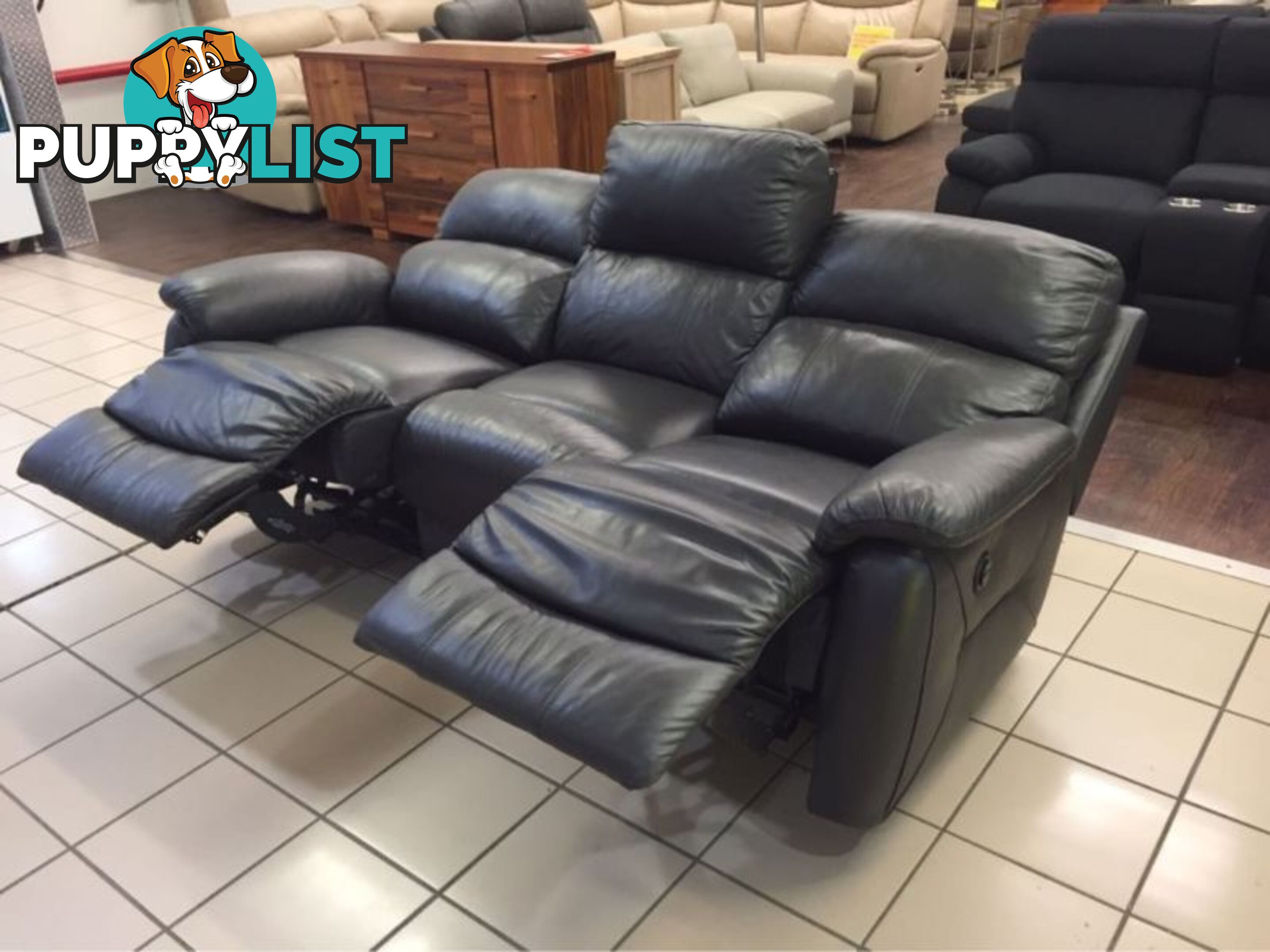 100% LEATHER 3 SEATER ELECTRIC RECLINER GUNMETAL GREY