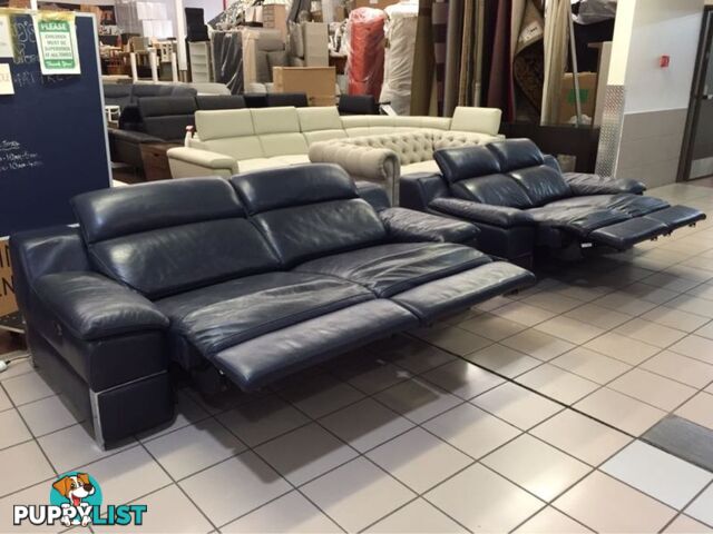 CLEARANCE 100% LEATHER 2.5 + 2 SEATER ELECTRIC RECLINER