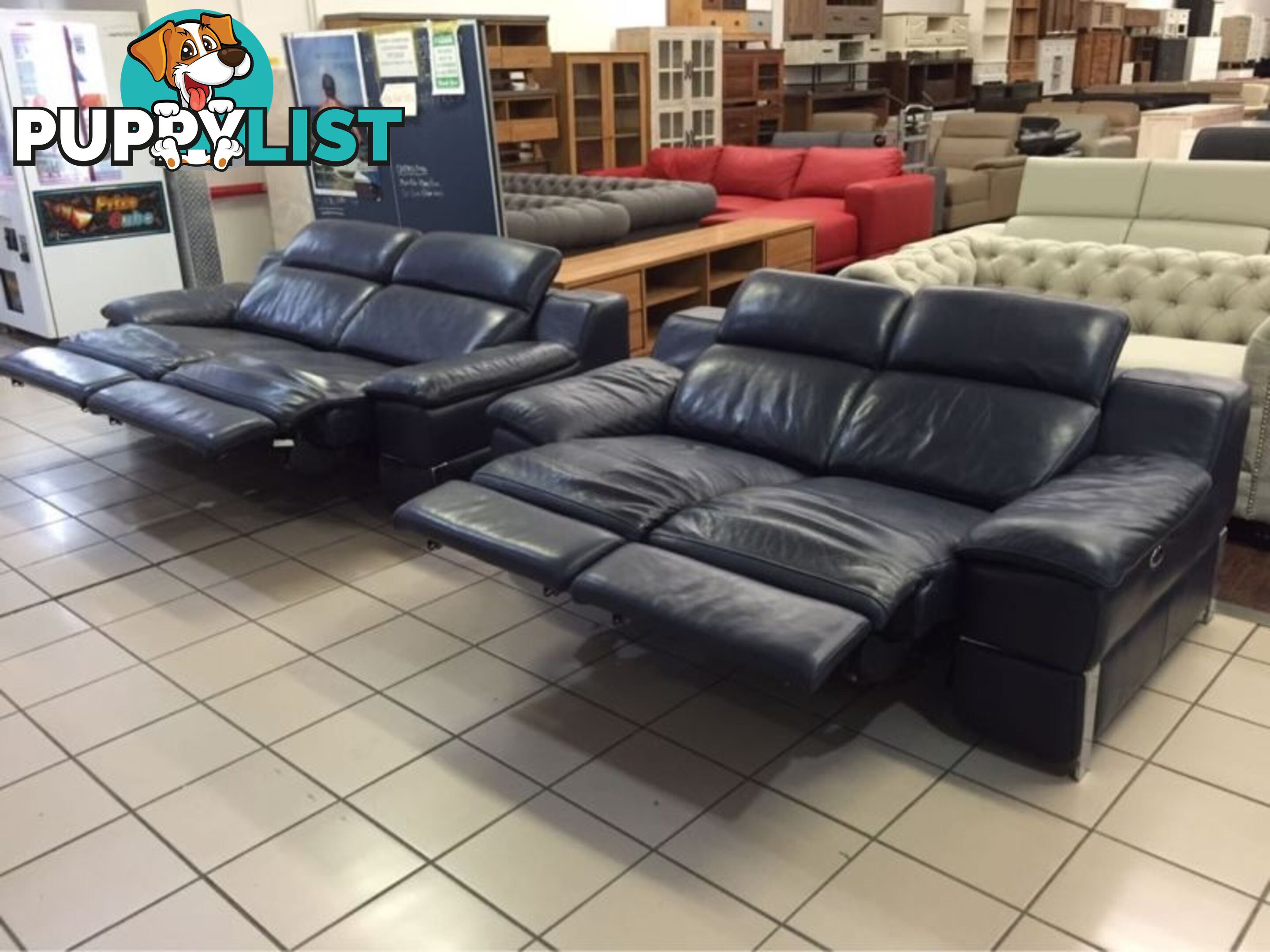 CLEARANCE 100% LEATHER 2.5 + 2 SEATER ELECTRIC RECLINER