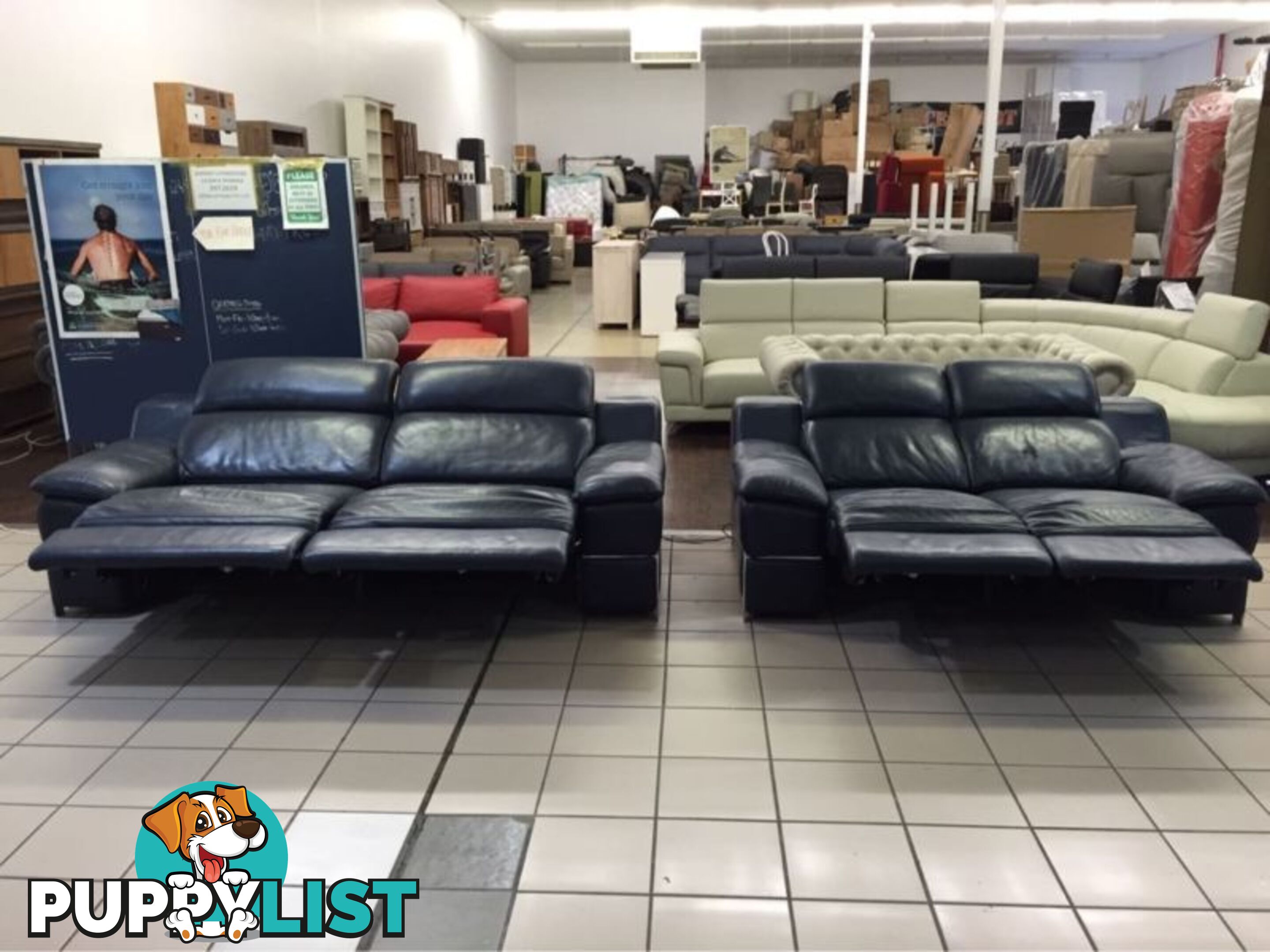 CLEARANCE 100% LEATHER 2.5 + 2 SEATER ELECTRIC RECLINER