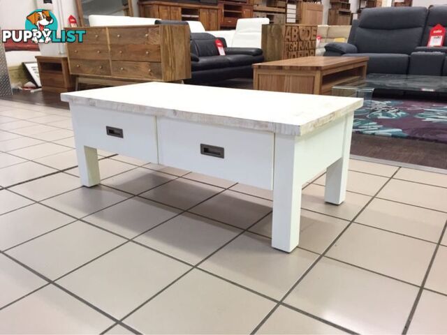 CLEARANCE PALMER COFFEE TABLE RUSTIC WHITE