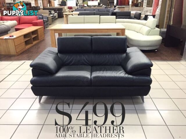 100% LEATHER LOUNGES - FACTORY SECOND, EX DISPLAY...