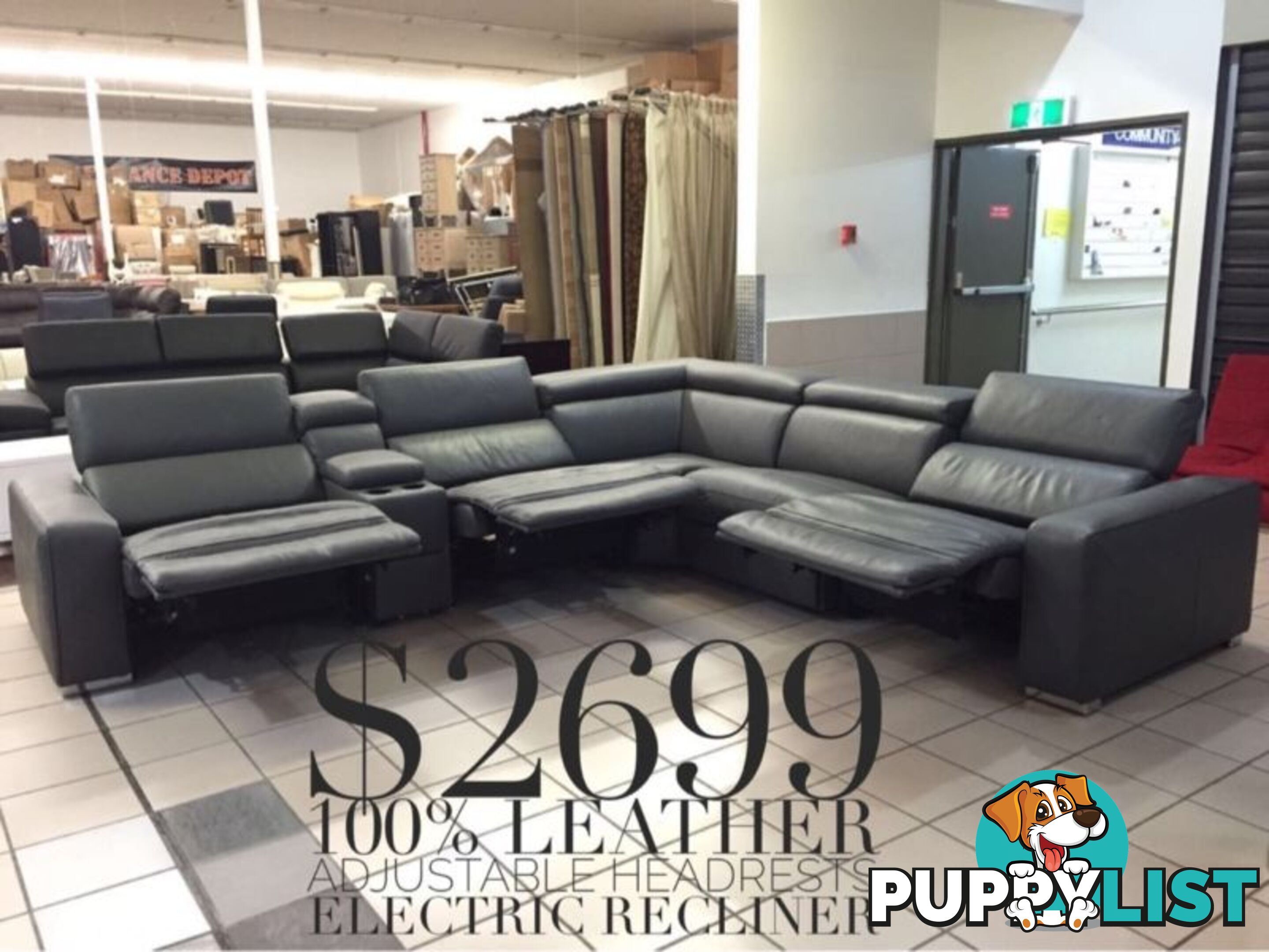 100% LEATHER LOUNGES - FACTORY SECOND, EX DISPLAY...