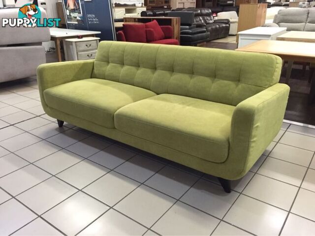 CLEARANCE 3 SEATER FABRIC SOFA (GREEN)