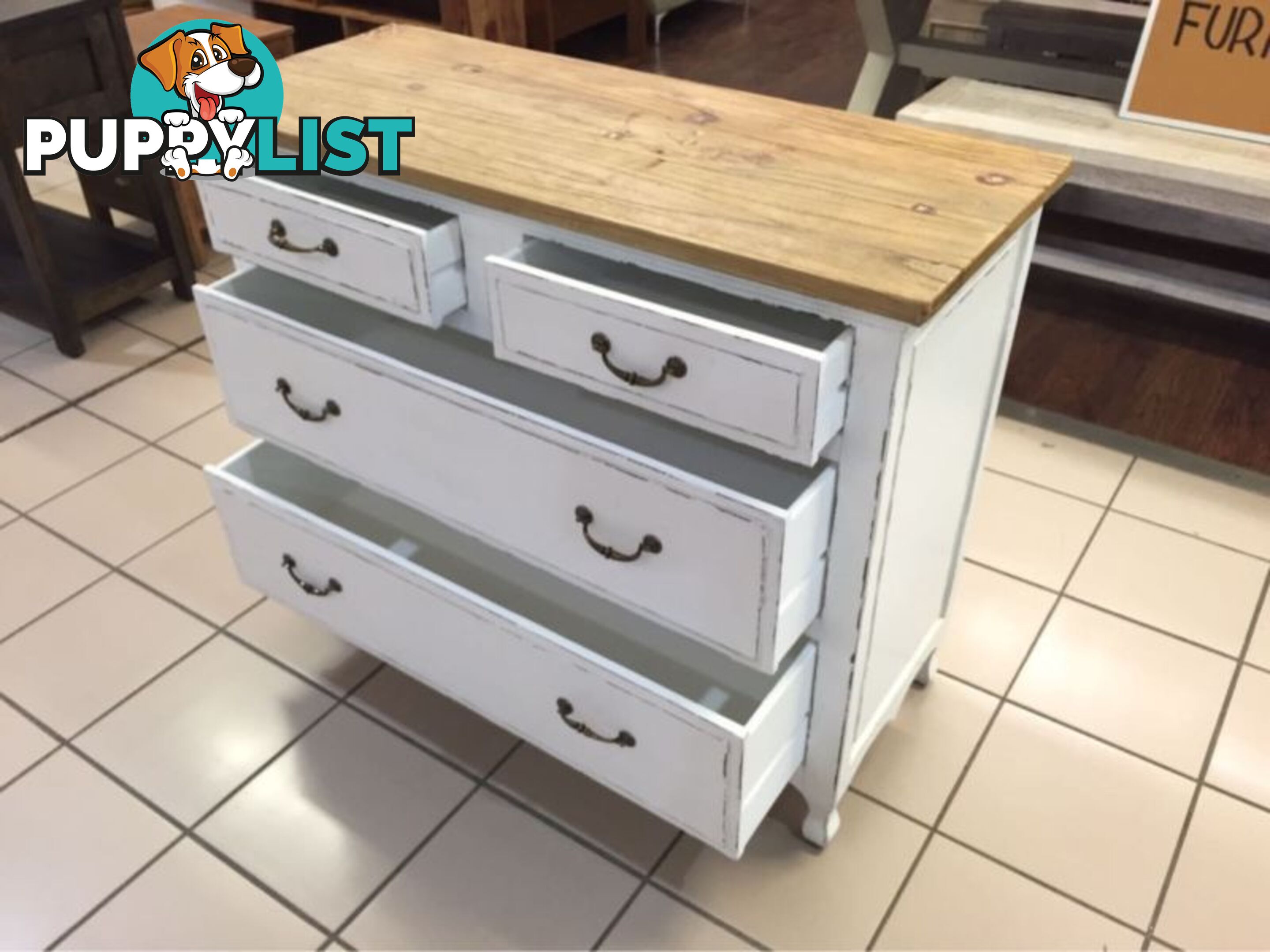 BRAND NEW - 4 DRAWER CABINET (OLD ELM)