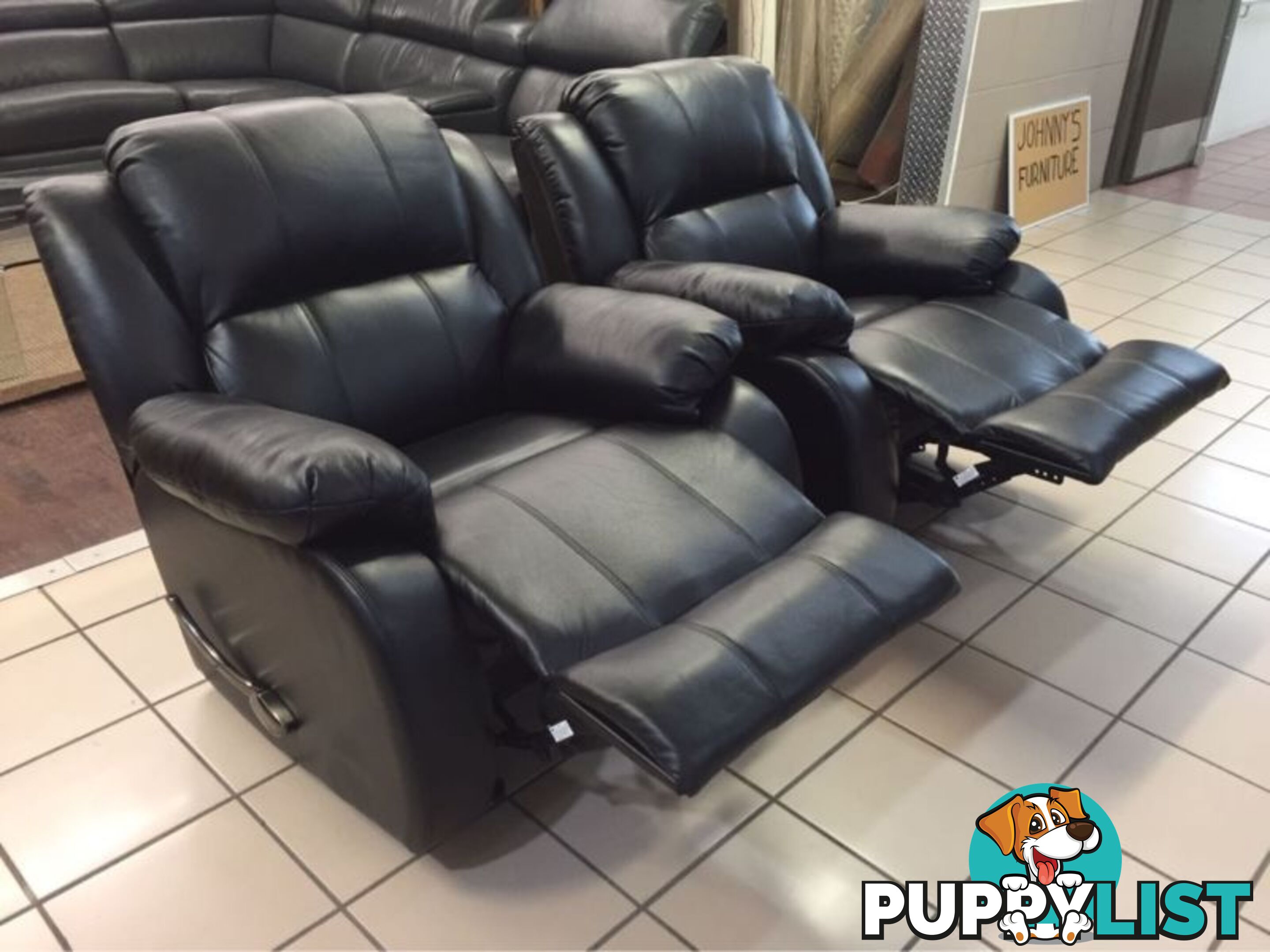 2 x ROCKING RECLINER CHAIRS (BLACK)