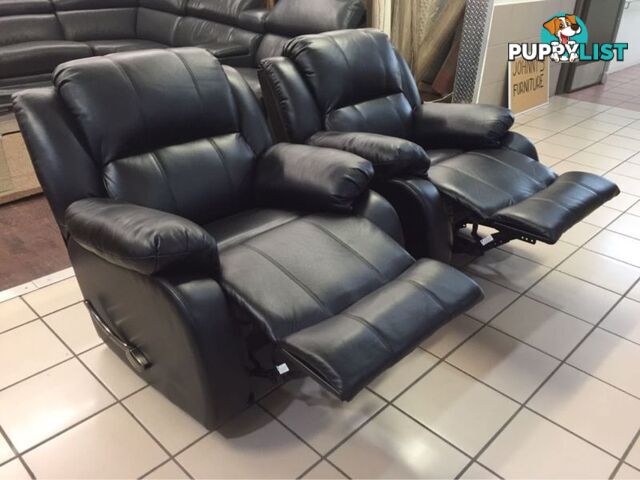 2 x ROCKING RECLINER CHAIRS (BLACK)